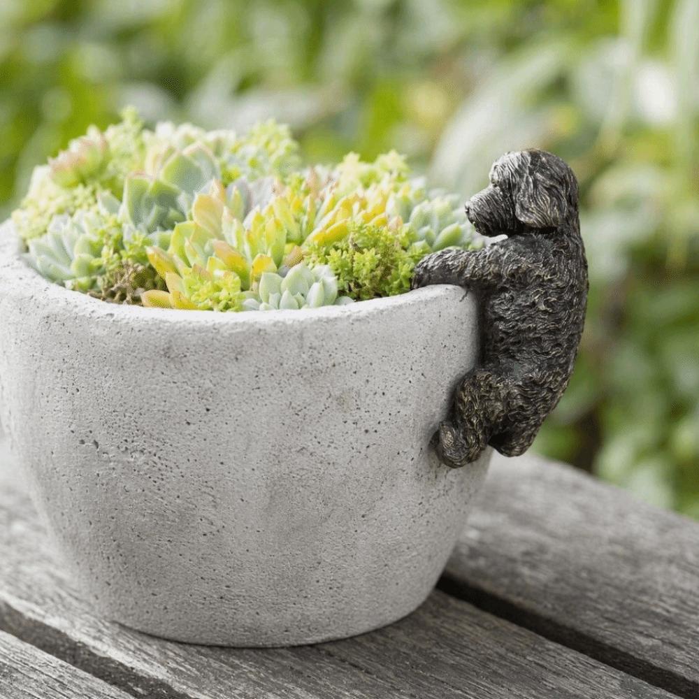 Potted Plant Partner Bronze Gecko Garden Decoration Dog Garden Figurine Balcony Potted Edge