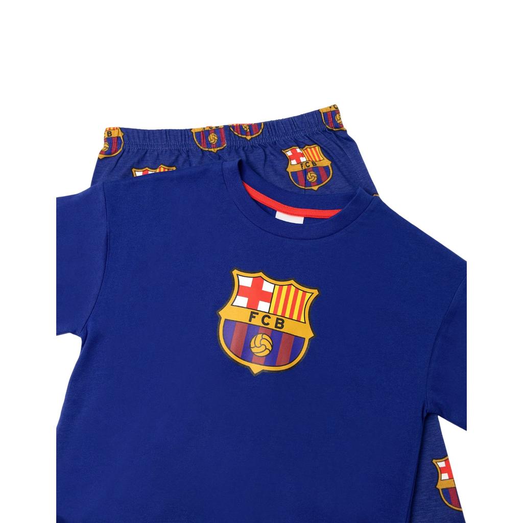 FC Barcelona Boys Crest Short-Sleeved Long Pyjama Set