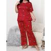 Women's Pajamas Casual Cartoon Print Loose Short Sleeve Trousers Home Suit