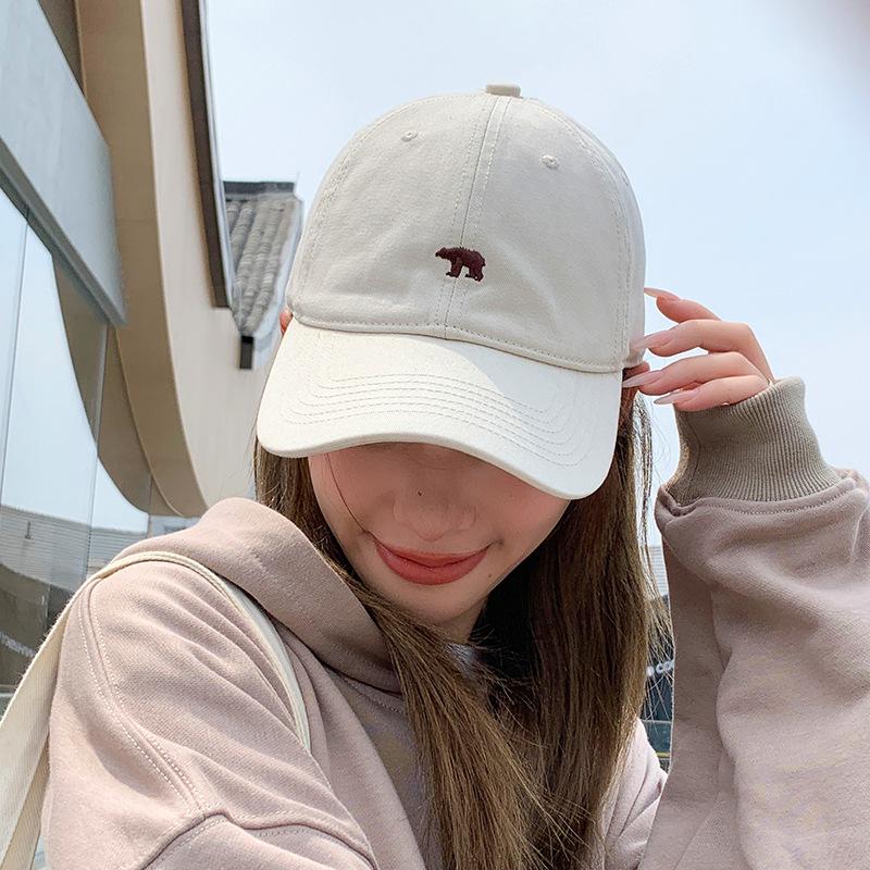 Stylish Bear Embroidered Baseball Cap Sun Protective Breathable Adjustable Ideal Casual Hat Big Head Men Women Baseball Cap