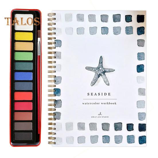 

Акварельний блокнот для початківців 12 кольорів Набір акварельних фарб з пензлем Птахи Квіти Тварини Акварельний альбом Художні вироби D