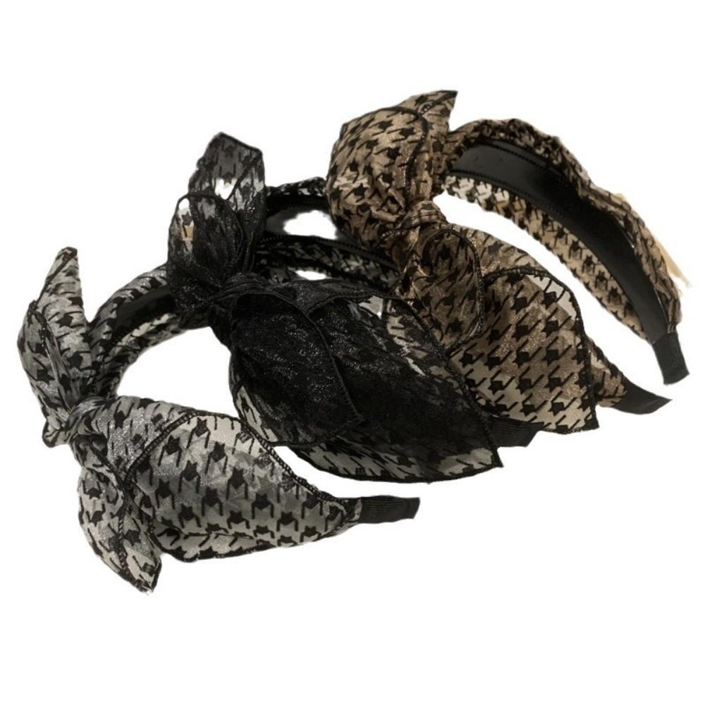 Non-slip Leopard Print Hairband Handmade Hair Accessories Vintage Bow Hair Hoop  Women