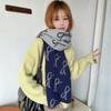 Lightweight Imitation Wool Scarf Two-sided Winter Shawl Trendy Bow Scarf  Gift