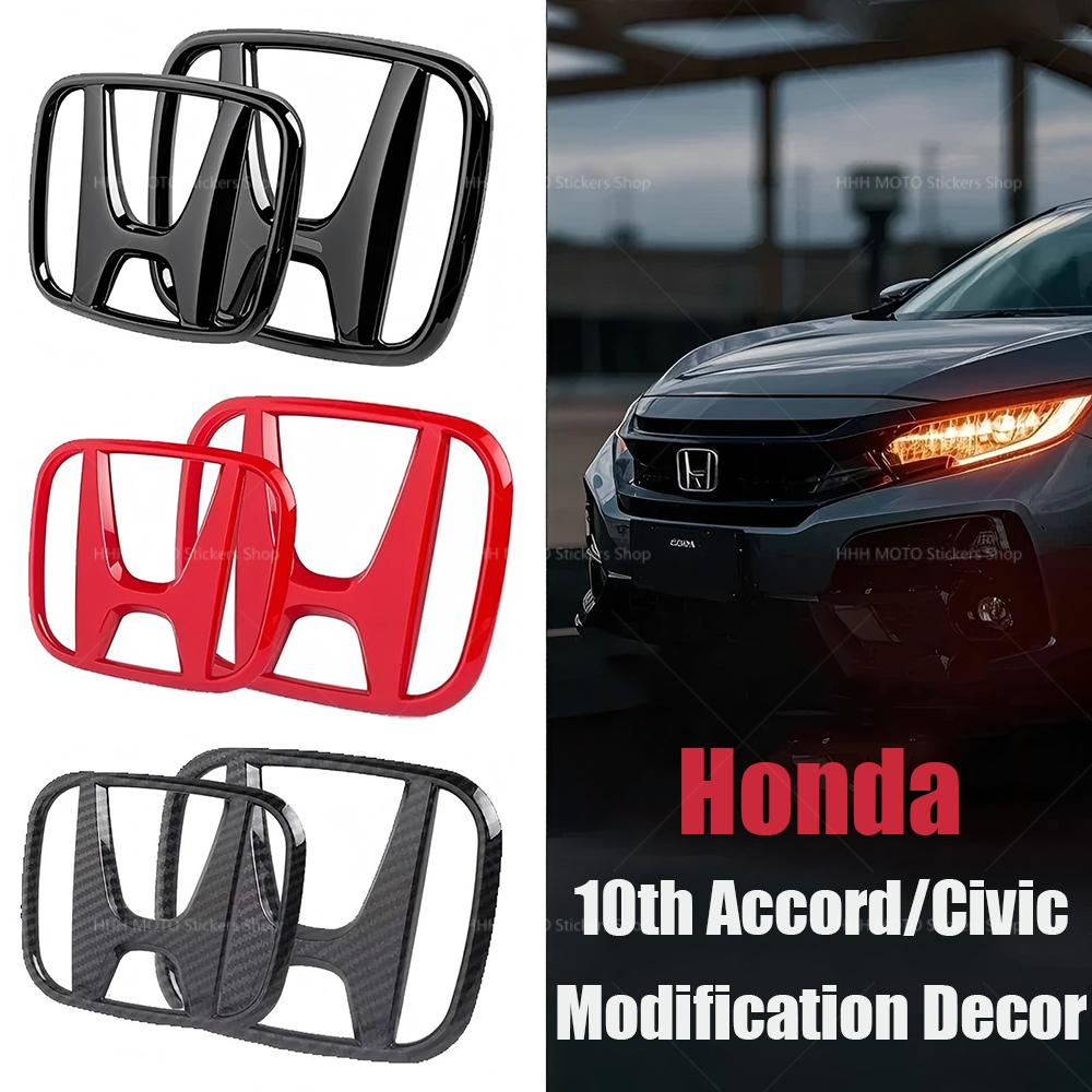 Car Modification Suitable for Honda 10th Accord/Civic Black Red Front Logo Covered Rear Logo Steering Wheel Modification Decor