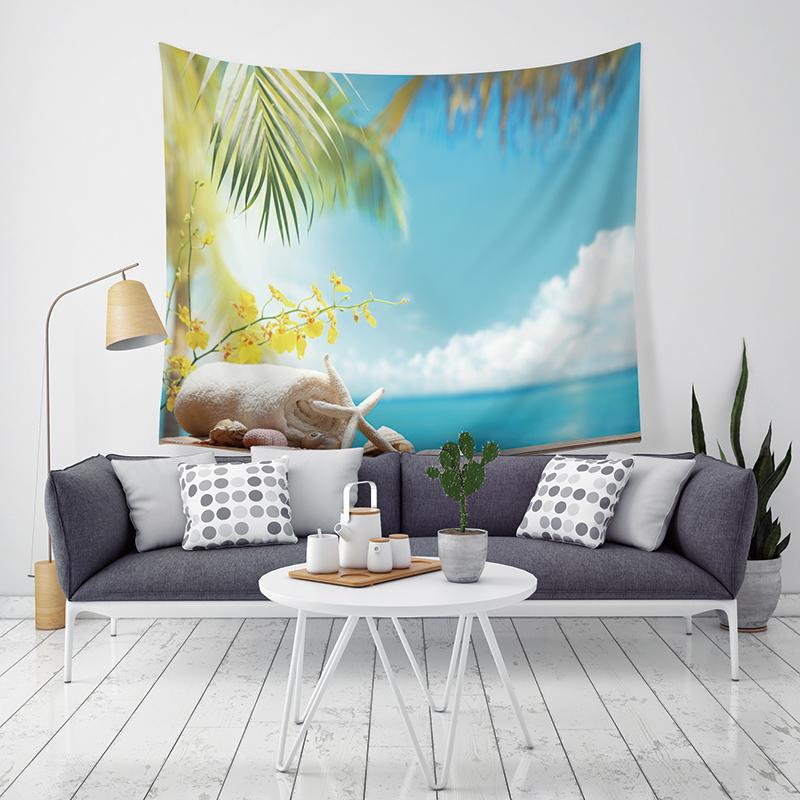 

Beach Coconut Tree Juice Pattern Tapestry Home Decor Wall Hanging Hawaii Style Tapestry Blanket Bedroom Living Room Decoration 74x94cm(29x37in)