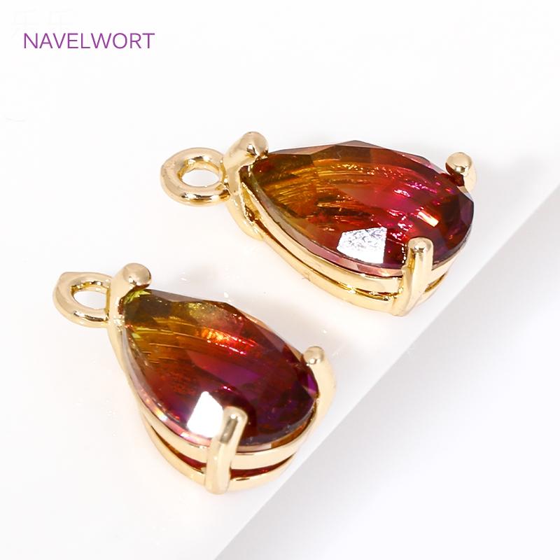 7mm*13mm 18K Gold Plated Glass Crystal Waterdrop Charms For Earrings Making,Pendants For Jewelry,DIY Earring Charms Finding