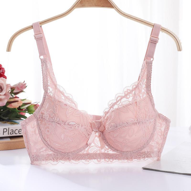 Ultra-Thin Lace Bra: Sexy, Large-Size, No Sponge, Gathered Fit