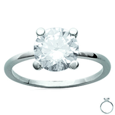Solitär Silber 'Unique' weiß Ø 8 mm (rhodiniert)