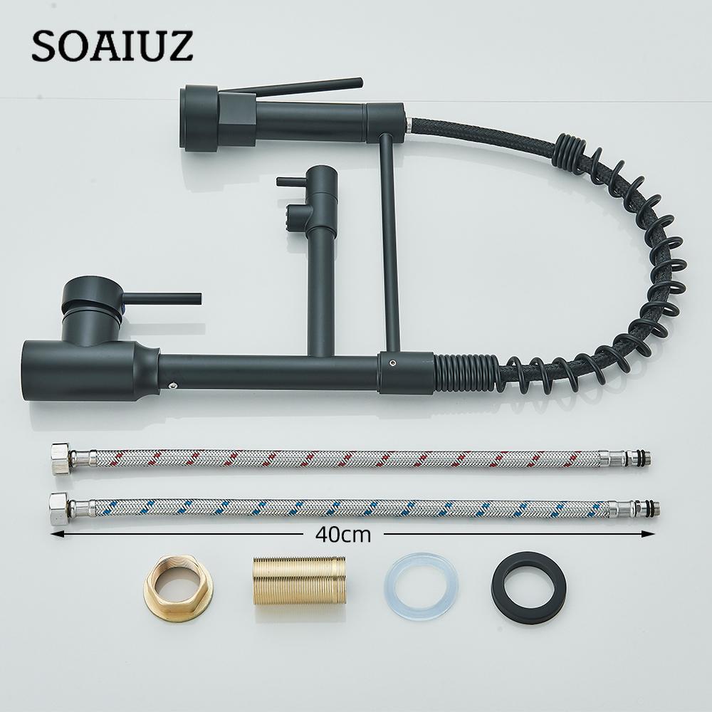 Pull Down Spring Kitchen Faucet Single Lever Hot Cold Mixer Water For Kitchen Sink Dual Spout Nozzle Faucets Crane