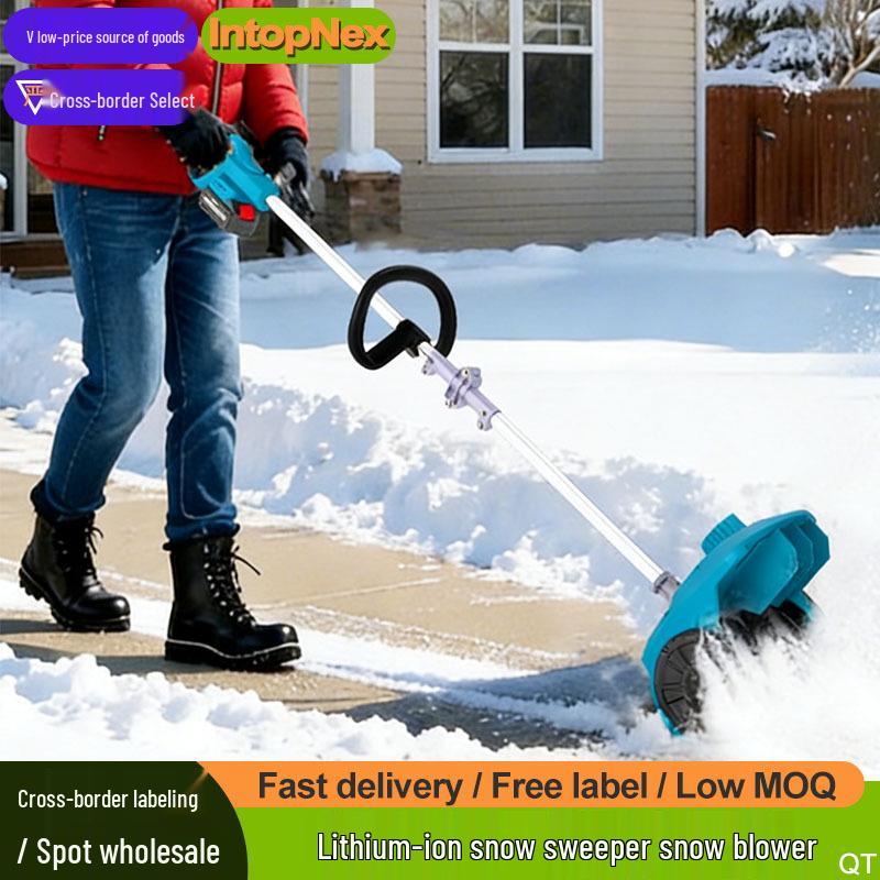 Compact Foldable Lithium Battery Snow Shovel - Portable Hand-Push Snow Sweeper for Easy Winter Outdoor Snow Removal.