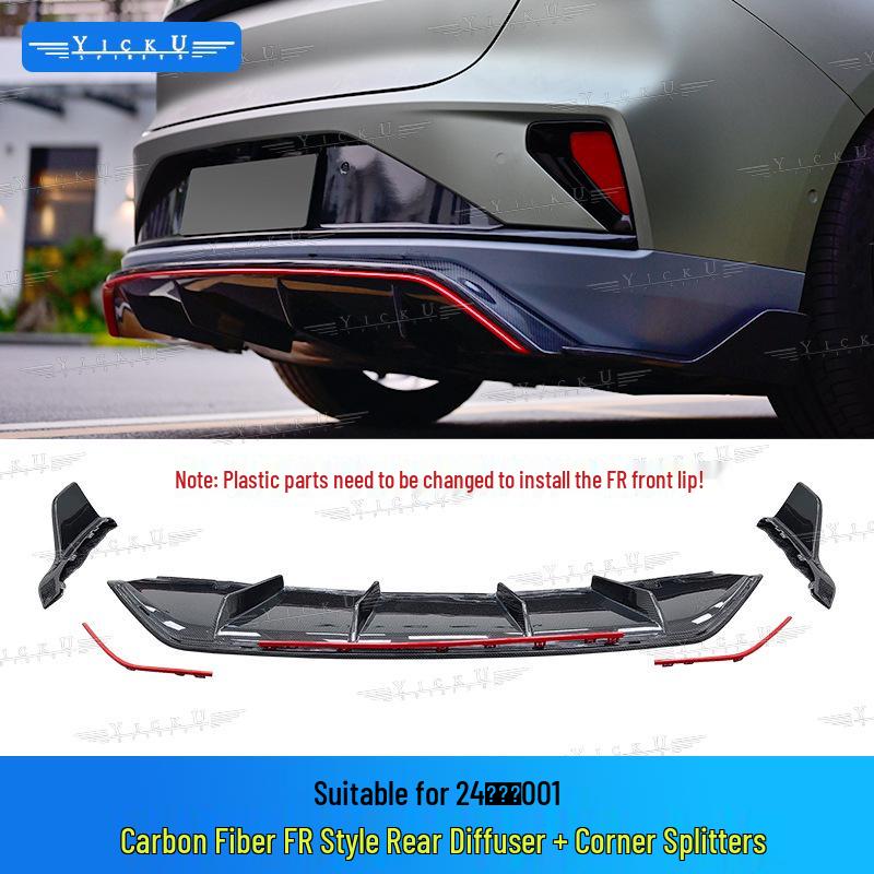 Zeekr 001 '24-25 Carbon Fiber Body Kit: Front Lip, Rear Diffuser, Side Skirts, High Tail Wing