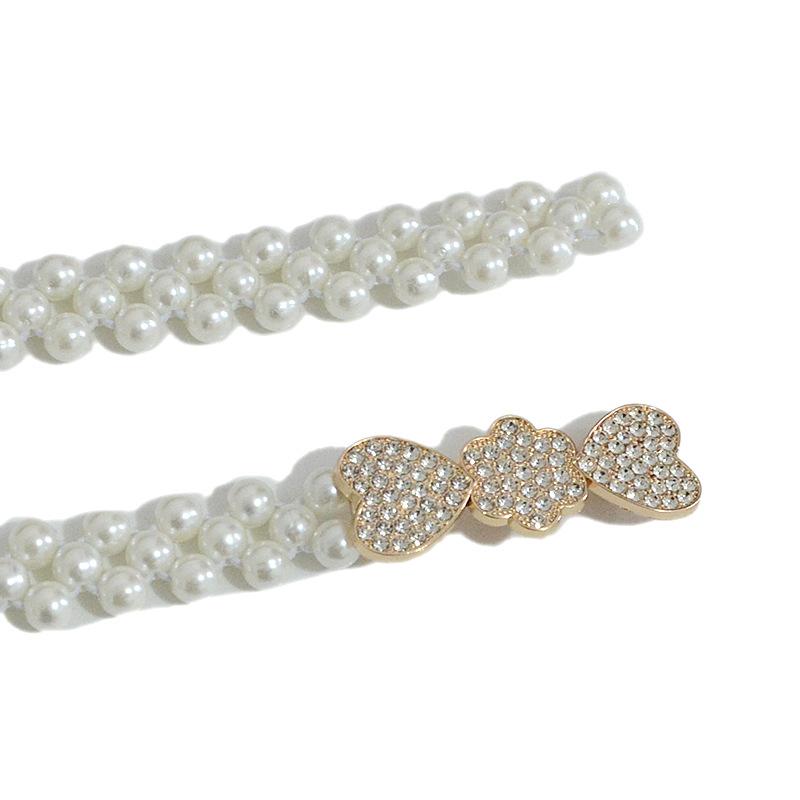 Meier New Arrival Women's Belt Plum Blossom Rhinestone Inlaid Decorative Pearl Thin Waist Chain