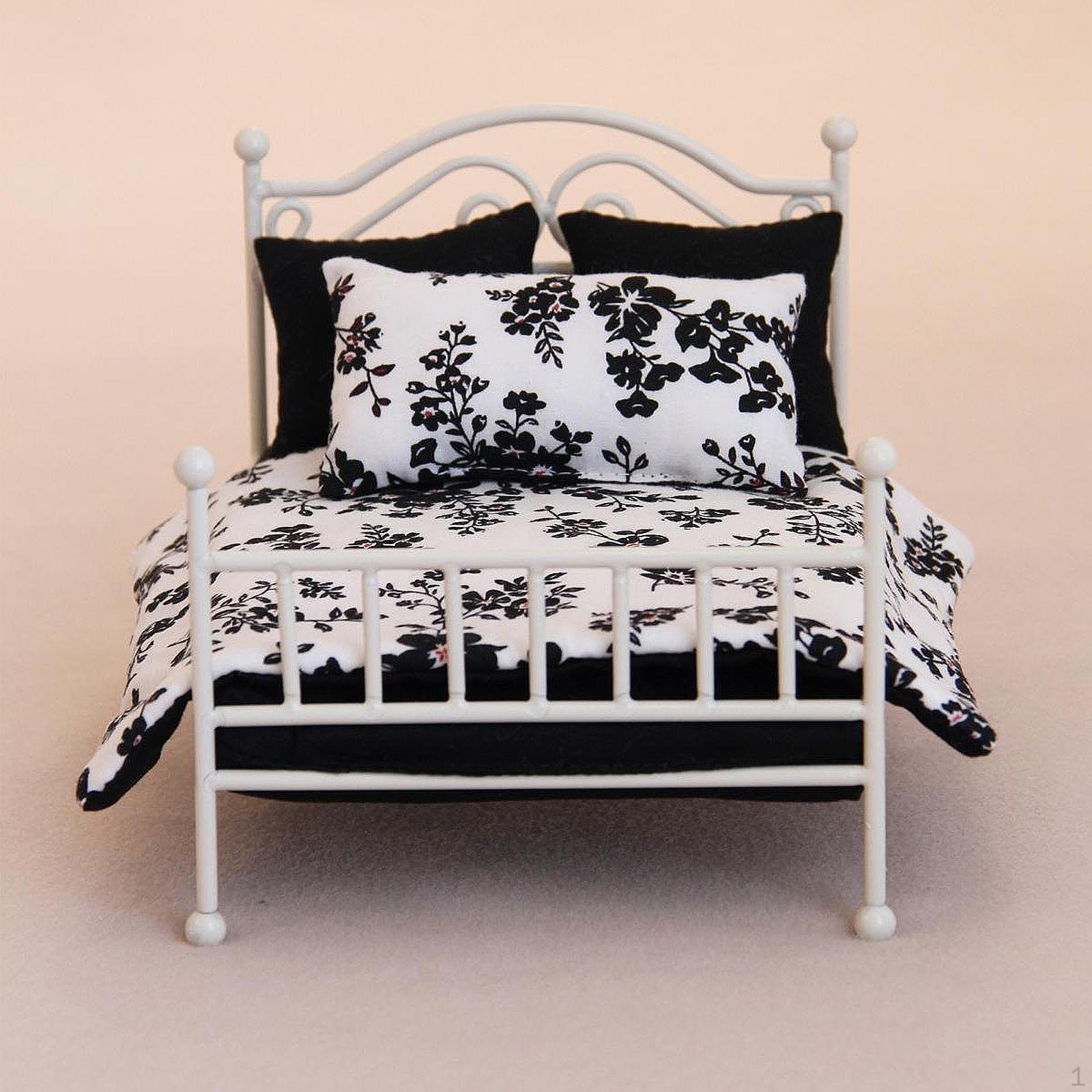 

1/12 Кукольный домик Кровать Декоративный аксессуар Крошечная модель Домашний декор Сделай сам Украшение для сцены Миниатюра белый