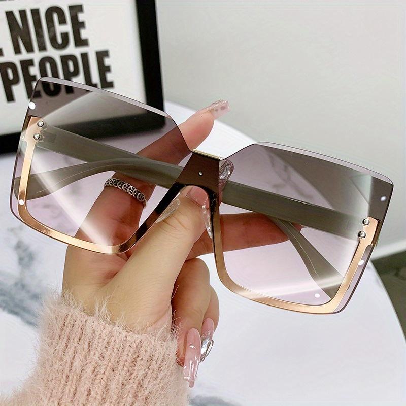 Ladies Rimless Oversized Fashion Sunglasses Trend Driver Driving Glasses Outdoor Cycling Sports Fishing Sunglasses UV400