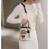 BEIBAOBAO New Cute Cartoon Cat Round Handbags High Texture PU Waterproof Women's One Shoulder Bag Popular Niche Small Basket Bags for Goddess Day Gift