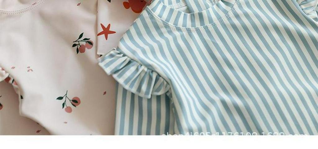 Baby Girl Long Sleeve Anti-Chlorine Quick Dry Swimsuit with Sun Protection and Cute Lace Details