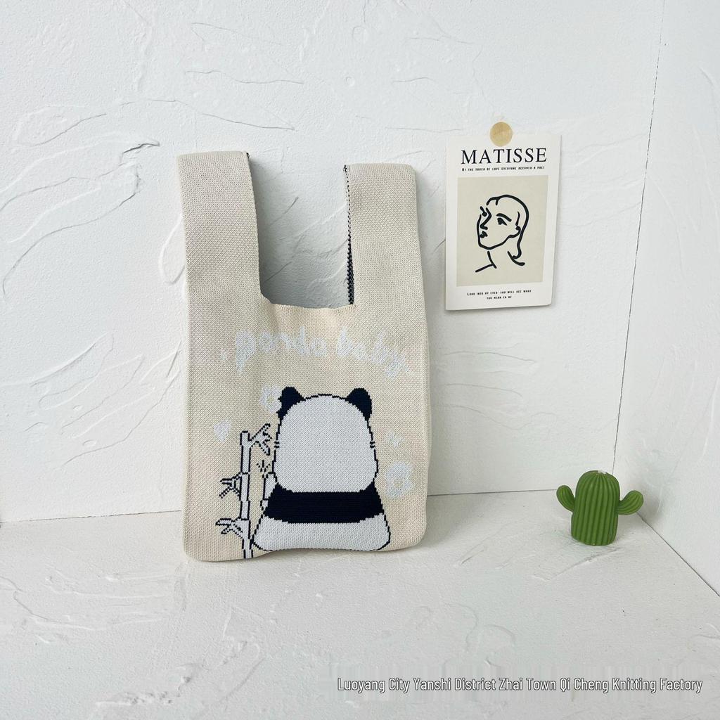 Panda Knit Women's Cross-Border Wrist Tote Handbag