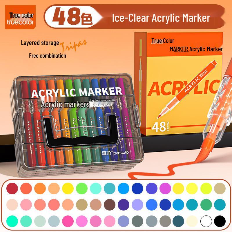 True Color Soft Tip Liquid Acrylic Marker: Stackable, Washable, Non-Bleeding - Ideal for Kids' Art, Newspapers, and Drawings.
