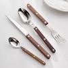 Retro Teakwood & Black Walnut Stainless Steel Dinner Fork