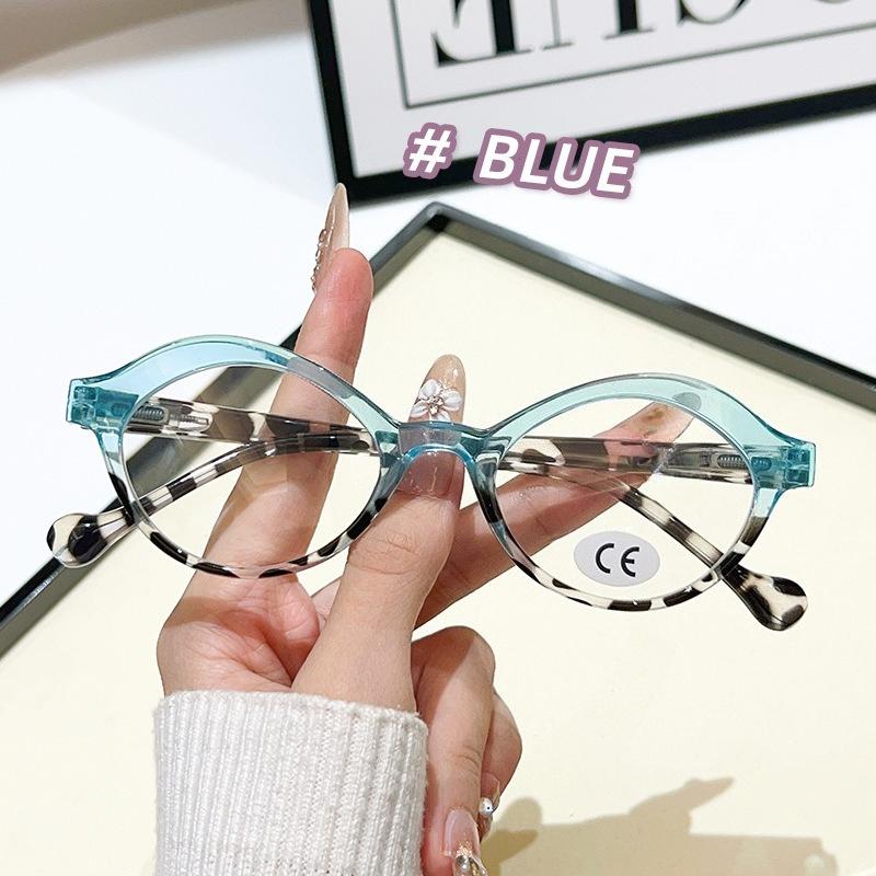 

New Multi-colored Anti-blue Light Reading Glasses Women Personalized Ultra-lightweight HD Small Oval Frame Presbyopia Glasses +4