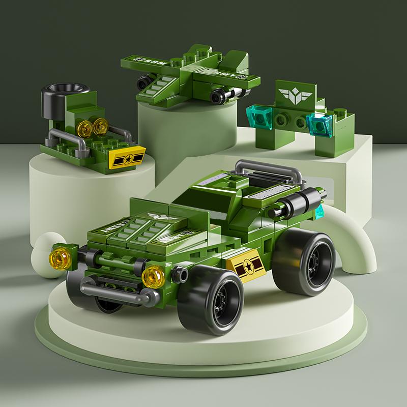 6v1 Stavební kostky Policejní náklaďák Inženýrský jeřáb Městské hasičské auto Helikoptéra Tank Sada kostek Hračky pro děti Dětský dárek