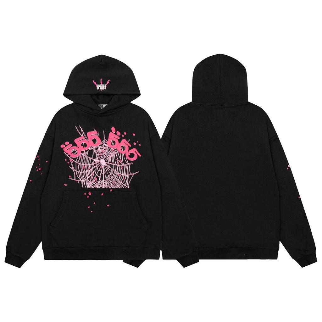 Spider Web Foam Letter Print Terry Cloth Hoodie for Men & Couples