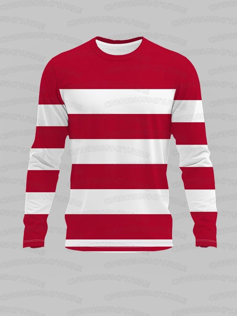 Men's Women's Long Sleeve Stripe Print T-Shirt Casual Wear Long Sleeve Top for Outdoor and Daily Wear T-shirt Pullovers