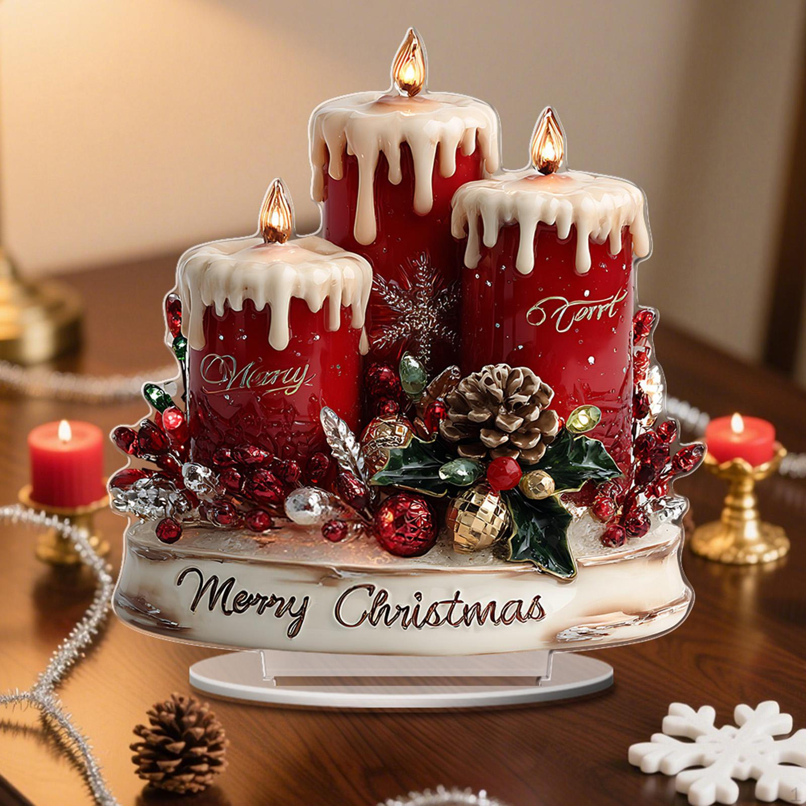 

Плоская акриловая 2D рождественская игрушка, Легкая настольная игрушка с подставкой для домашнего камина Style D