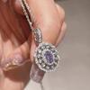 Retro Court Style Purple Diamond Ring Necklace & Earrings Set