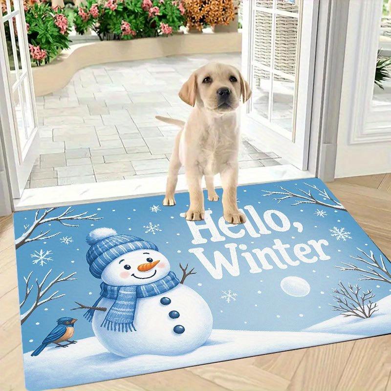 1Pcs Anti Fatigue Kitchen Rugsinter Snowman Print Waterproof Non-Slip Thick Cushioned Kitchen Mat Heavy Duty Comfort Standing Mat for Kitchen