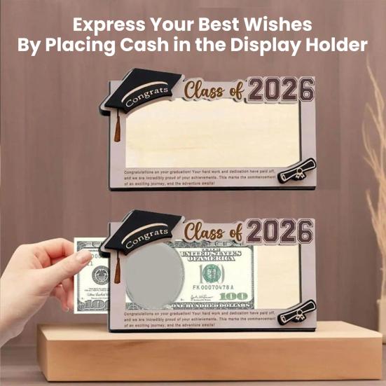 Class of 2026 Graduation Money Holder Wooden Graduation Cash Envelope Box for High School Senior College University Graduates Student Gifts