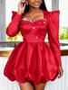 AOMEI Glossy A Line Mini Dress Sweetheart Neck Pearl Beaded Balloon Hem Gowns for Cocktail Party Birthday
