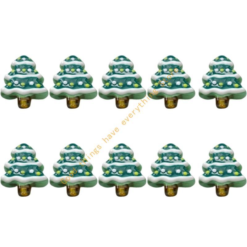 10Pcs Festival Tree Beads Hand Painted Glass Beads For Christmas Tree Decoration Bracelets Jewelry Accessories 55KF