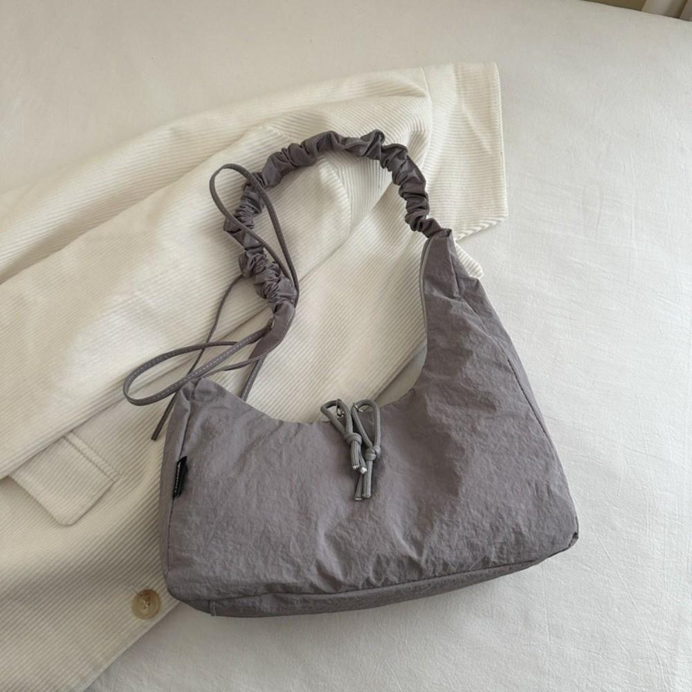 Versatile Drawstring Bag Lightweight Women's Shoulder Bag Fashion Pleated Dumpling Bag  Ladies