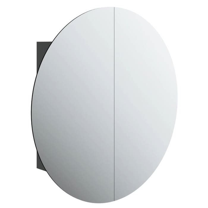 VidaXL Armoire de Salle de Bain Miroir Rond et LED Armoire de Rangement Meuble-lavabo de Toilette Maison Intérieur Noir 345588