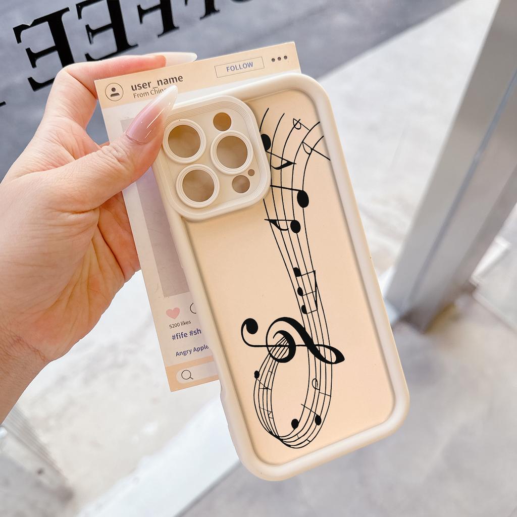 Musical Note Pattern Soft TPU Phone Case for iPhone 17 Air 16 15 14 Pro Max Plus 13 12 Mini 8 7 X Xs Back Cover