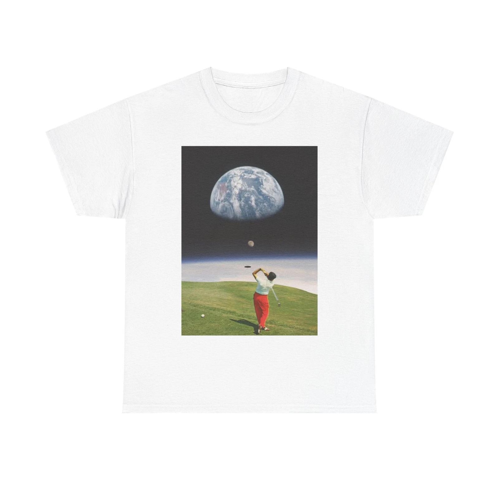 Men s and Women s T-shirts Golfing On The Moon M