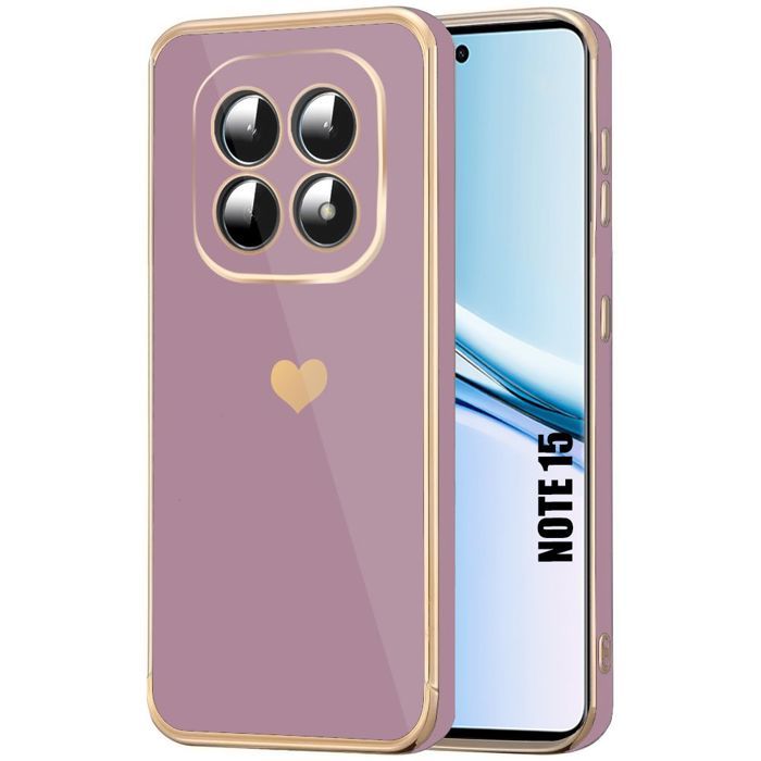 Case for Xiaomi Redmi Note 15 5G/4G, Silicone Shockproof Slim Heart Pattern - Purple