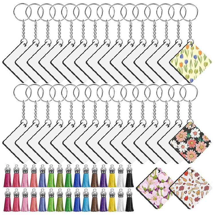 

Heat Transfer Keychains Double-Sided Pendants Keychains for Sublimation Keyring 1