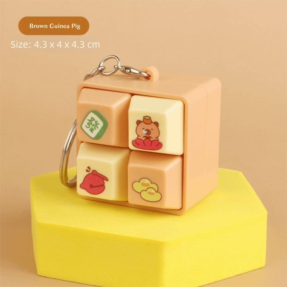 Fun Cartoon Squeeze Music New Unique Four-square Merit Key Button Keychain Couple Car Bag Key Chain & Pendant