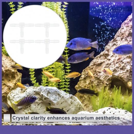 Four Hose Barb Fitting 332" T 3 Way Splicer Joint Aquarium PP Clear Universal