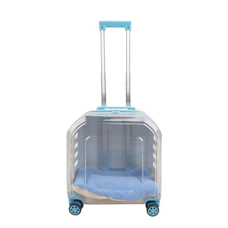 Transparent Cat Stroller 4 Wheels Sturdy Cheap Transport Stroller Cat Puppy Carrier Trolley Case Luxury Pets Supplies Outdoor