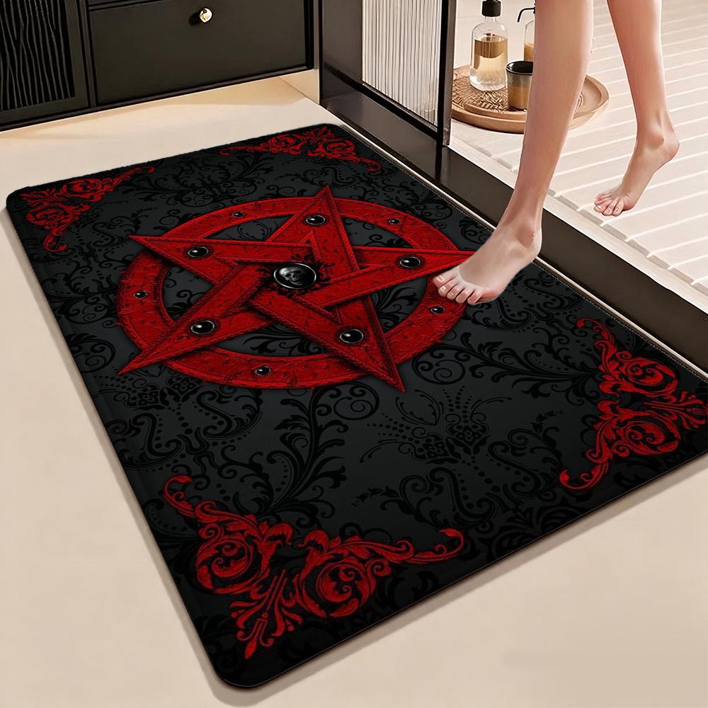 Dark Baphomet Pentagram Art Indoor Rug Soundproof Shockabsorbing Carpet For Office Study Home Decor Memorial Gift