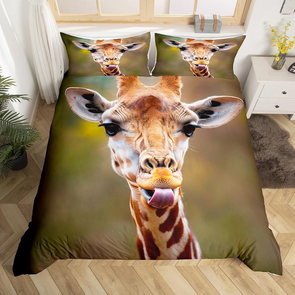 Animal Giraffe Duvet Cover 3D Digital Printing Three-Piece Bedding Set