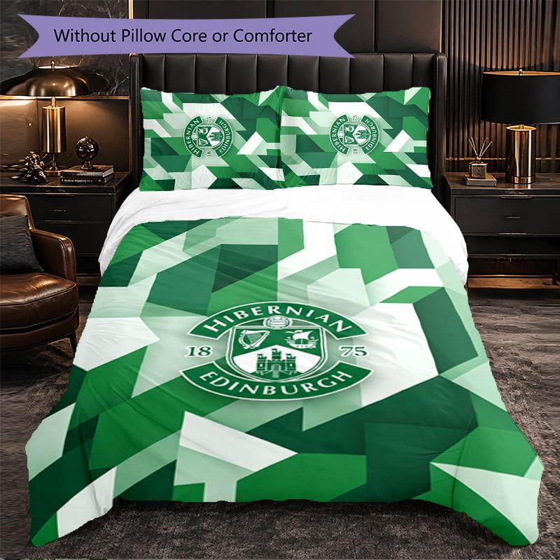 Biancheria da Letto a Tema Hibernian FC Set 3 Pezzi Copripiumino Biancheria da Letto Decorativa Per Stanza Adolescenti Decorazione Casa