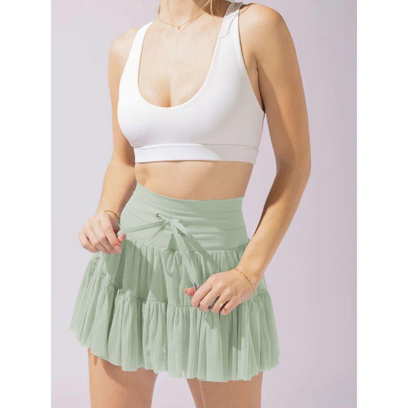 Solid Color High Waisted Lace up Skirt Women's Pure Color High Waist Shoelace Skirt