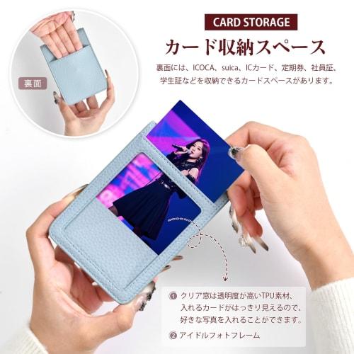 Ganve Women's Vertical Trading Card Holder, Synthetic Leather "Enjoy Idol" Stylish and Popular Idol Photo Display Storage Box with Clear Window (10x7.