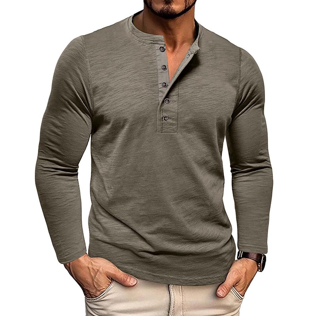 Herren Button Revers Farbige Baumwolle Langarm Basic Herren Oberteil