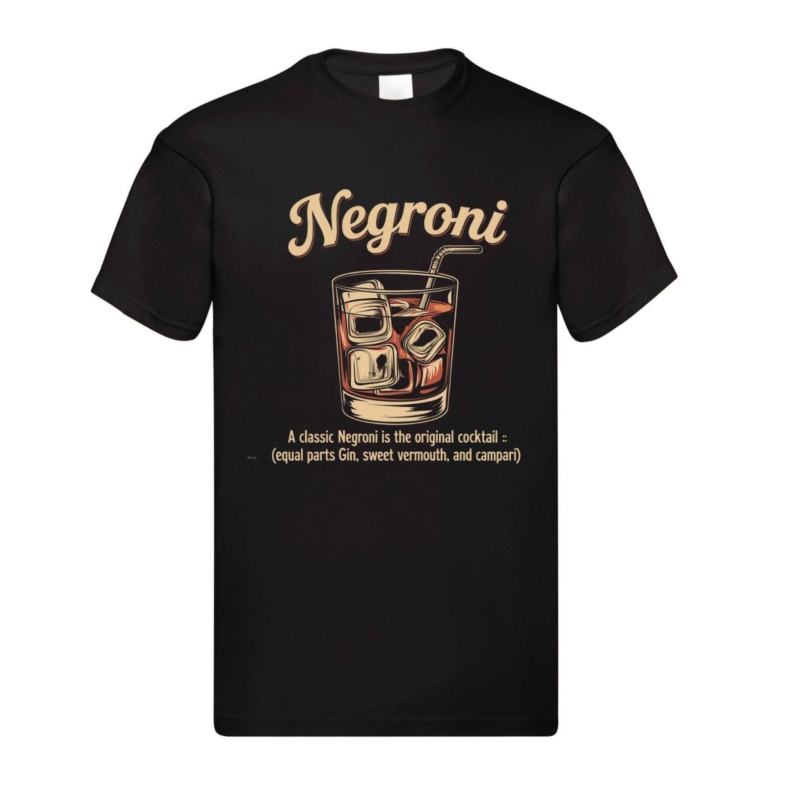 Negroni T-Shirt Unisex | Retro Cocktail Grafik T-Shirt | Ästhetischer Rundhals M bunt