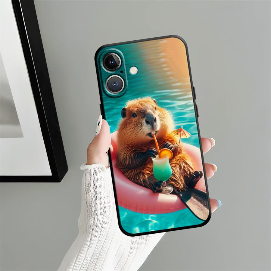 Cute Capybara Soft Back Phone Cover Case for iPhone 12 13 Mini 7 8 17 16 Pro Max X XS XR 15 Plus SE 11 17Air 14